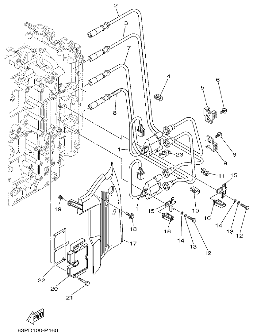 Yamaha F150FET, FL150FET ELECTRICAL 1 parts diagram